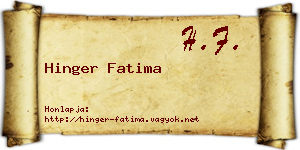 Hinger Fatima névjegykártya